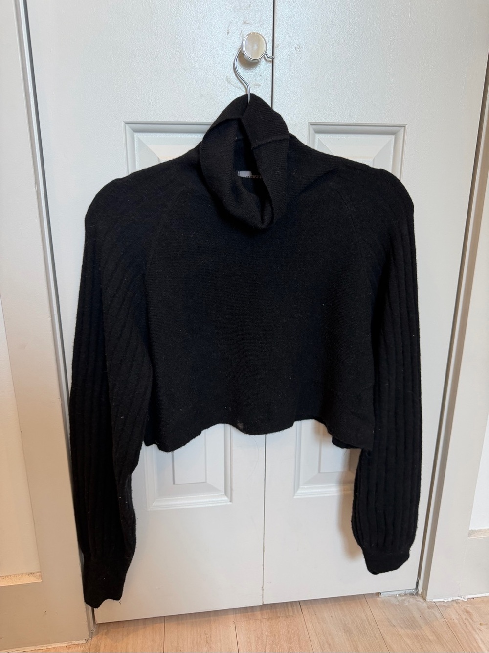 Black AllSaints Cropped Turtleneck Sweater - Women's